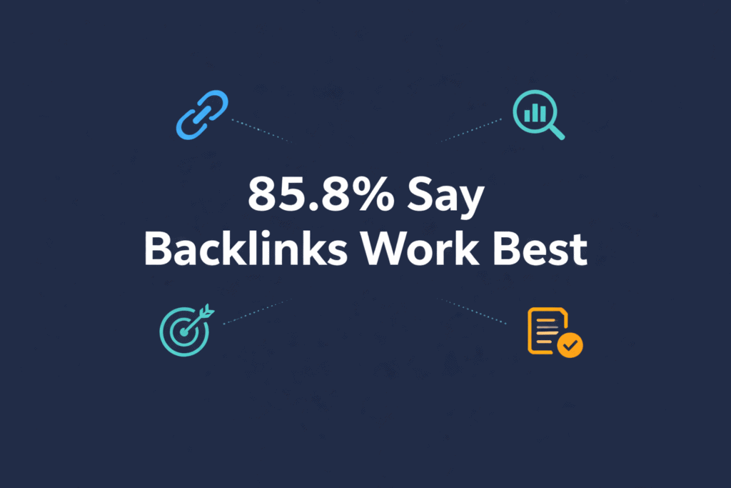 Infographic showing 85.8% of digital PR professionals say backlinks work best, reinforcing the value of the best PBN provider